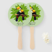 Exotic Toucan Duo Name en Date Green Handwaaier (Voorkant en achterkant)
