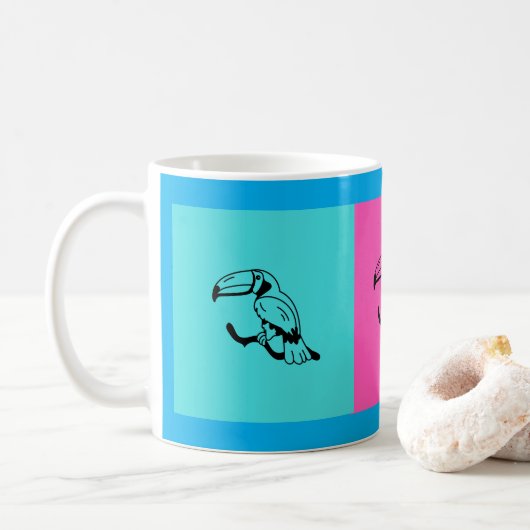 Exotic Toucan Illustration Multi-Color Coffee Mug Koffiemok (Met donut)