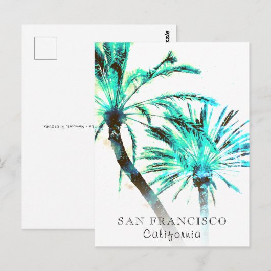 *~* Exotic Travel AP25 Abstracte Palm Tree Art Briefkaart (Voorkant / Achterkant)