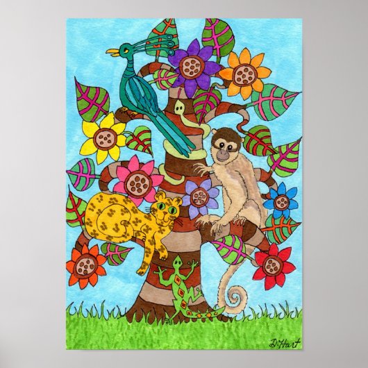 Exotic Tree of Life Folk Art Poster (Voorkant)