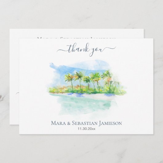 *~* Exotic Tropical Beach Painting AR7 Weddenschap Bedankkaart (Voorkant / Achterkant)