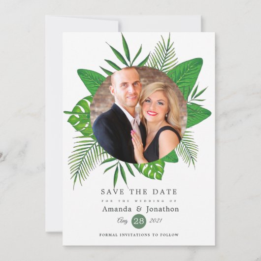 Exotic Tropical Beach Photo Weddenschap Save The Date (Voorkant)