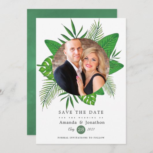 Exotic Tropical Beach Photo Weddenschap Save The Date (Voorkant / Achterkant)