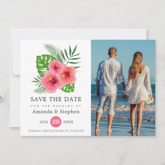 Exotic Tropical Beach Photo Weddenschap Save The Date (Voorkant)