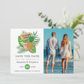 Exotic Tropical Beach Photo Weddenschap Save The Date (Staand voorkant)