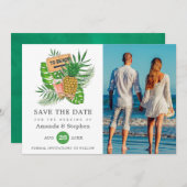 Exotic Tropical Beach Photo Weddenschap Save The Date (Voorkant / Achterkant)