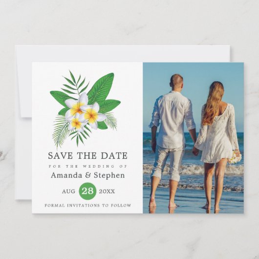 Exotic Tropical Beach Photo Weddenschap Save The Date (Voorkant)