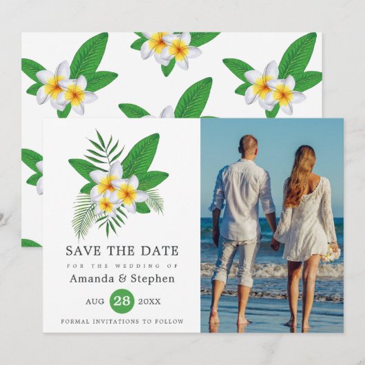 Exotic Tropical Beach Photo Weddenschap Save The Date (Voorkant / Achterkant)