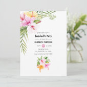 Exotic Tropical Floral Beach Bachelorette Party Kaart (Staand voorkant)