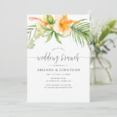 Exotic Tropical Floral Beach Wedding Brunch Kaart (Staand voorkant)