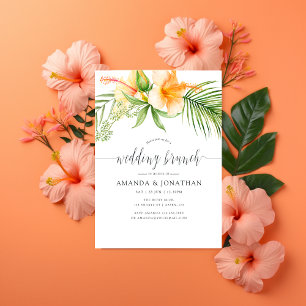 Exotic Tropical Floral Beach Wedding Brunch Kaart