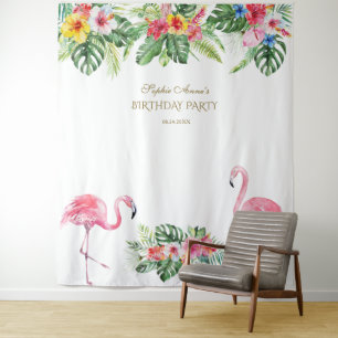 Exotic Tropical Floral Birthday Photo Booth Prop Wandkleed
