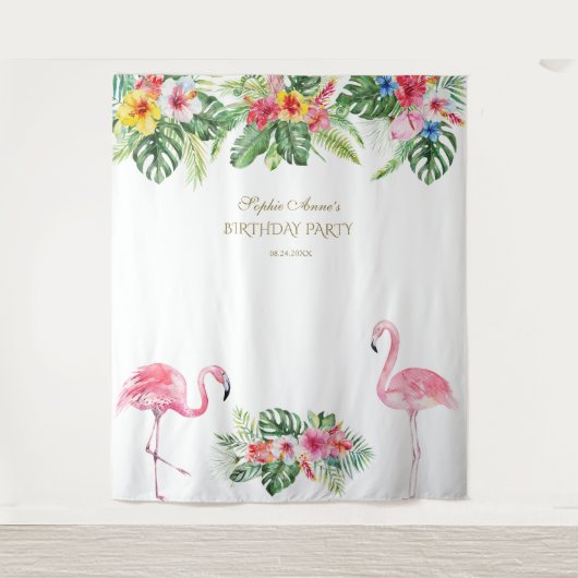 Exotic Tropical Floral Birthday Photo Booth Prop Wandkleed (Voorkant)