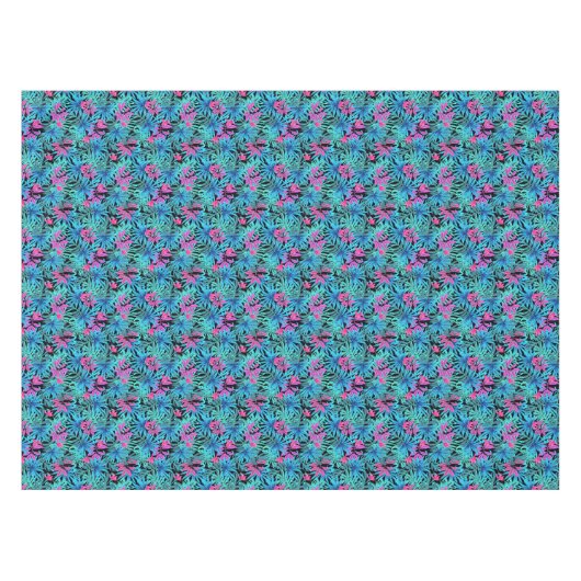 Exotic Tropical Floral Flower Pattern Rectangle Tafelkleed (Voorkant (Horizontaal))