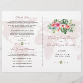 Exotic Tropical Floral Gold Wereldkaart Programme