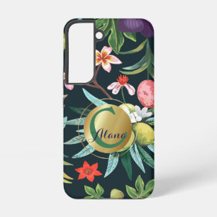 Exotic Tropical Floral Paradise Monogram Samsung Galaxy Hoesje