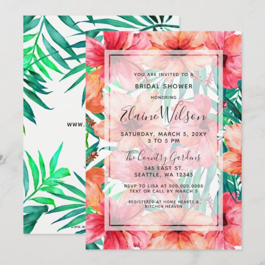 Exotic Tropical Floral Wedding Vrijgezellenfeest Kaart (Voorkant / Achterkant)
