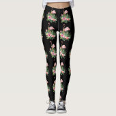 Exotic Tropical Flowers Flamingo patroon Leggings (Voorkant)