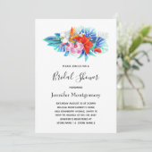 Exotic Tropical Flowers Pink & Aqua Vrijgezellenfe Kaart (Staand voorkant)