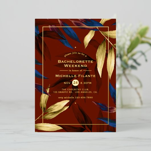 Exotic Tropical Forest Bachelorette Weekend Folie Uitnodiging (Staand Voorkant)