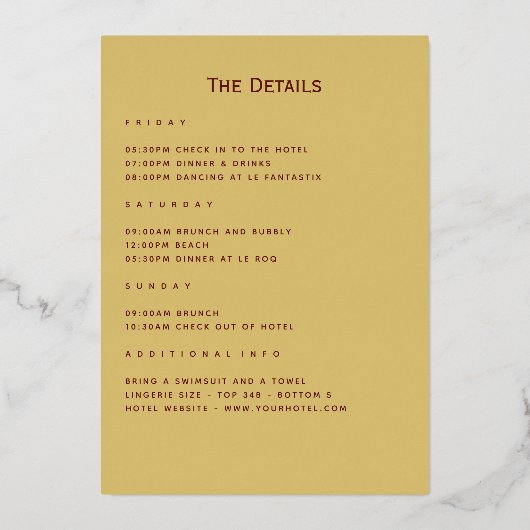 Exotic Tropical Forest Bachelorette Weekend Folie Uitnodiging (Achterkant)