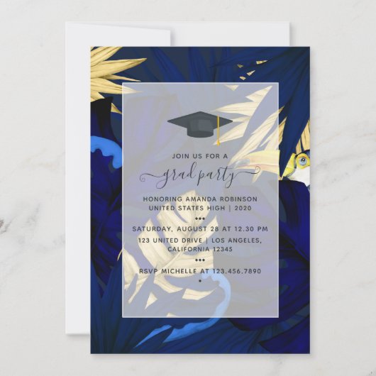 Exotic Tropical Forest Toucan Graduparty Kaart (Voorkant)