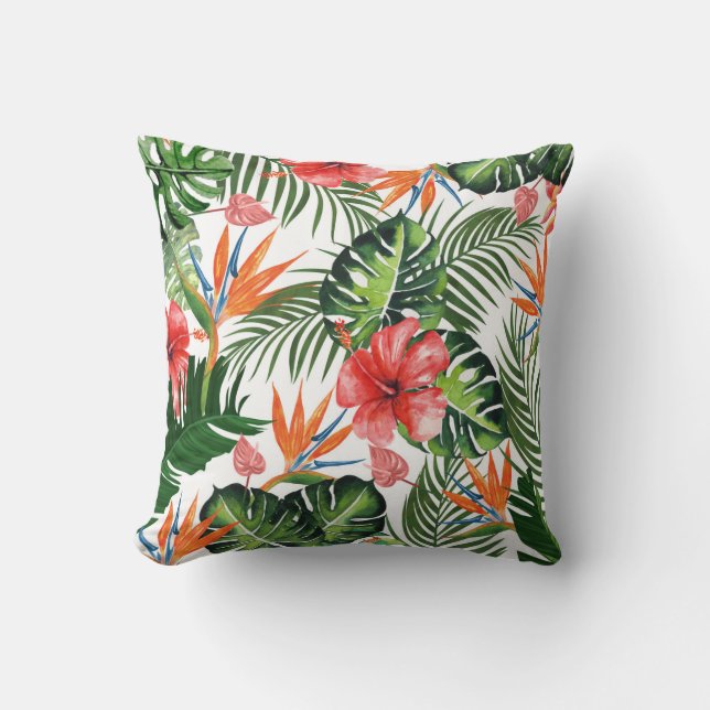Exotic Tropical Greenery Pattern Sierkussen (Voorkant)