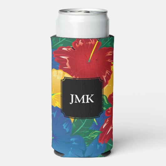 Exotic Tropical Hibiscus - Monogram Seltzer Blikjeskoeler (Seltzer Achterkant)