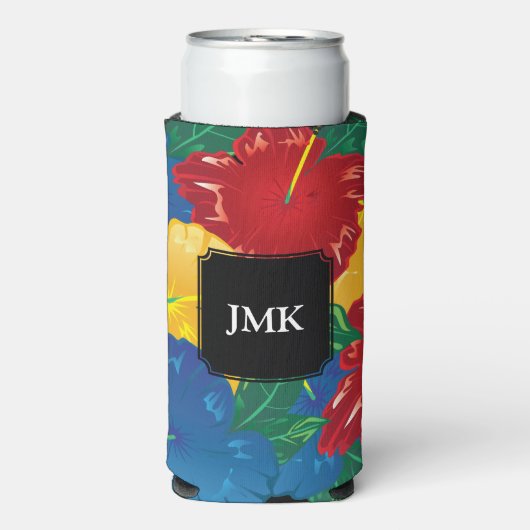 Exotic Tropical Hibiscus - Monogram Seltzer Blikjeskoeler (Seltzer Voorkant)