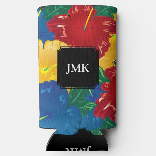 Exotic Tropical Hibiscus - Monogram Seltzer Blikjeskoeler (Achterkant)
