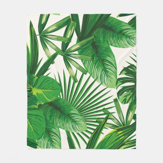 Exotic tropical natural green leaves composition o fleece deken (Voorkant)