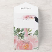 Exotic Tropical Pink Flamingo Wedingmonogram Alle All In One Uitnodiging (Buitenkant)