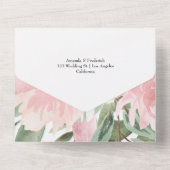 Exotic Tropical Pink Flamingo Wedingmonogram Alle All In One Uitnodiging (Achterkant)