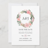 Exotic Tropical Pink Flamingo Weduwemonogram Save The Date (Voorkant)