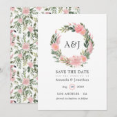 Exotic Tropical Pink Flamingo Weduwemonogram Save The Date (Voorkant / Achterkant)