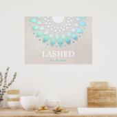 Exotic Turquoise Blue Floral Mandala Poster (Keuken)