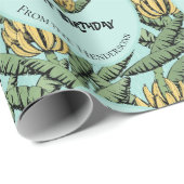 Exotic Turquoise Go Bananas Happy Birthday Oerwoud Cadeaupapier (Rol Hoek)