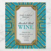 Exotic Turquoise Gold Custom Wijn Etiket (Enkel label)