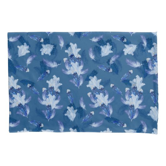 Exotic-White Parrot Blue tone Feathers Repeeert Kussensloop (Voorkant)