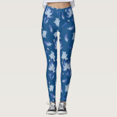 Exotic-White Parrot Blue tone Feathers Repeeert Leggings (Voorkant)