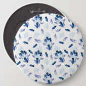 Exotic-White Parrot Blue tone Feathers Repeeert Ronde Button 6,0 Cm (Voorkant /achterkant)