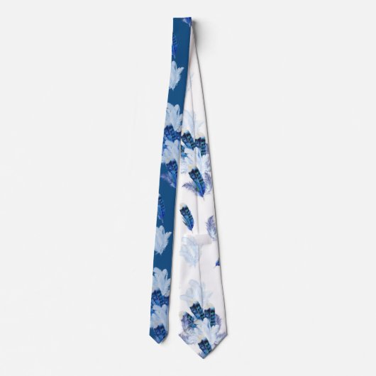 Exotic-White Parrot Blue tone Feathers Repeeert Stropdas (Achterkant)