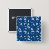 Exotic-White Parrot Blue tone Feathers Repeeert Vierkante Button 5,1 Cm (Voorkant /achterkant)