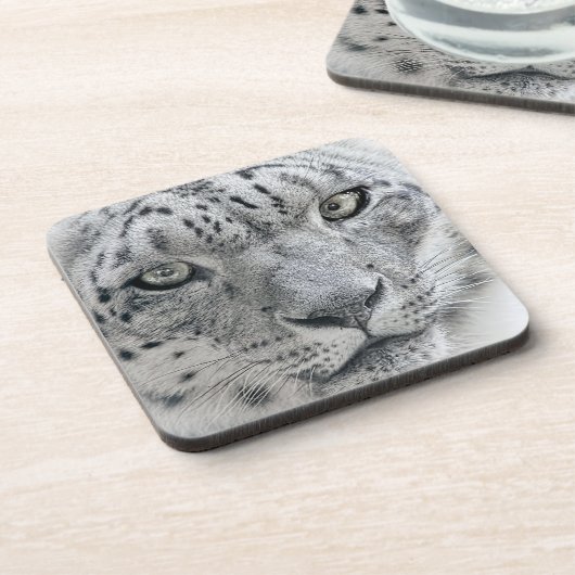 Exotic White Snow Leopard Drankjes Onderzetter (Linkerzijde)