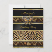 Exotic Wild Animal Prins Birthday Black Gold 2 Kaart (Voorkant)