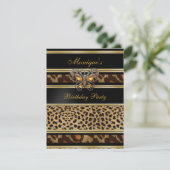 Exotic Wild Animal Prins Birthday Black Gold 2 Kaart (Staand voorkant)