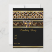 Exotic Wild Animal Prins Birthday Black Gold 2 Kaart (Achterkant)