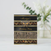 Exotic Wild Animal Prins Birthday Black Gold Kaart (Staand voorkant)