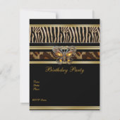 Exotic Wild Animal Prins Birthday Black Gold Kaart (Achterkant)