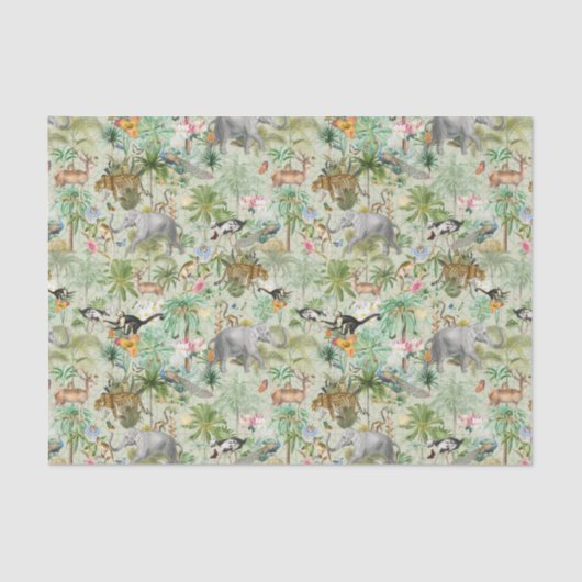 Exotic Wild Animals Oerwoud Fantasy Tissue Papier (Voorkant)